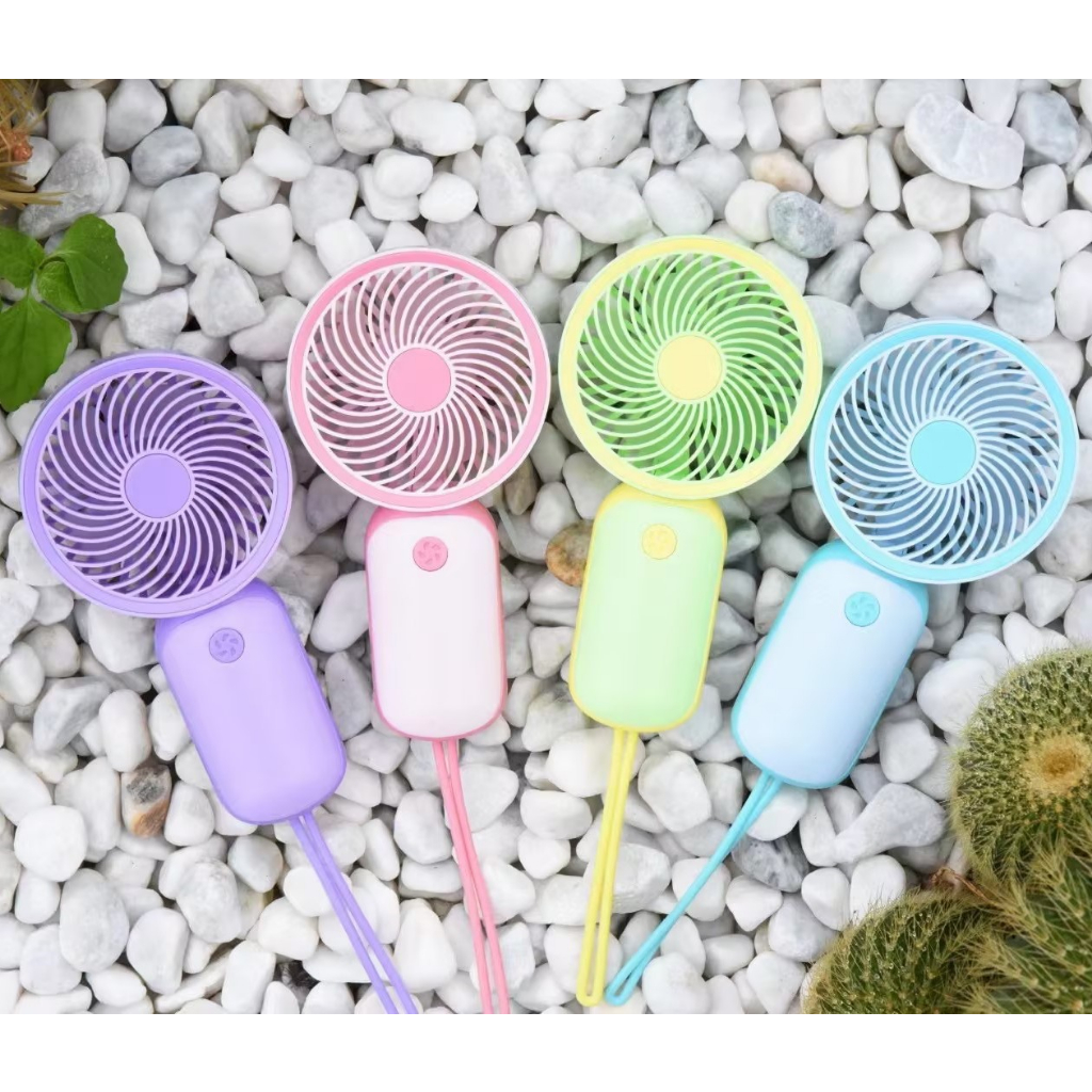 Quạt Điện Mini Cầm Tay Sạc Cổng USB Có Dây Đeo Dễ Thương Phong Cách Hàn Quốc