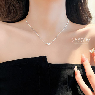 DREJEW Vòng cổ Mặt Trái Tim Màu Bạc Sang Trọng Phong Cách Retro Cho Nữ