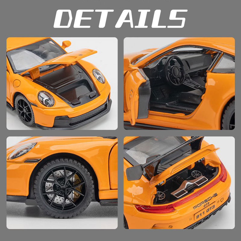 Mô Hình Xe Hơi Porsche 911 GT3 Bằng Hợp Kim Có Đèn Và Nhạc Tỷ Lệ 1: 32 Dành Cho Bé Trai