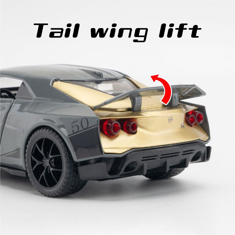 Mô Hình Xe Hơi Nissan GTR 50Alloy Tỉ Lệ 1: 32 Bằng Kim Loại Có Đèn Và Nhạc Cho Bé Trai
