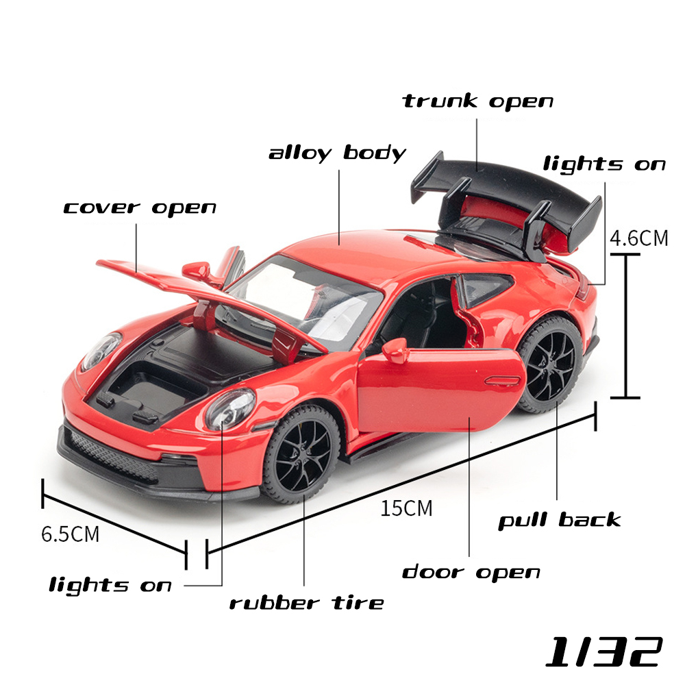 Mô Hình Xe Hơi Porsche 911 GT3 Bằng Hợp Kim Có Đèn Và Nhạc Tỷ Lệ 1: 32 Dành Cho Bé Trai