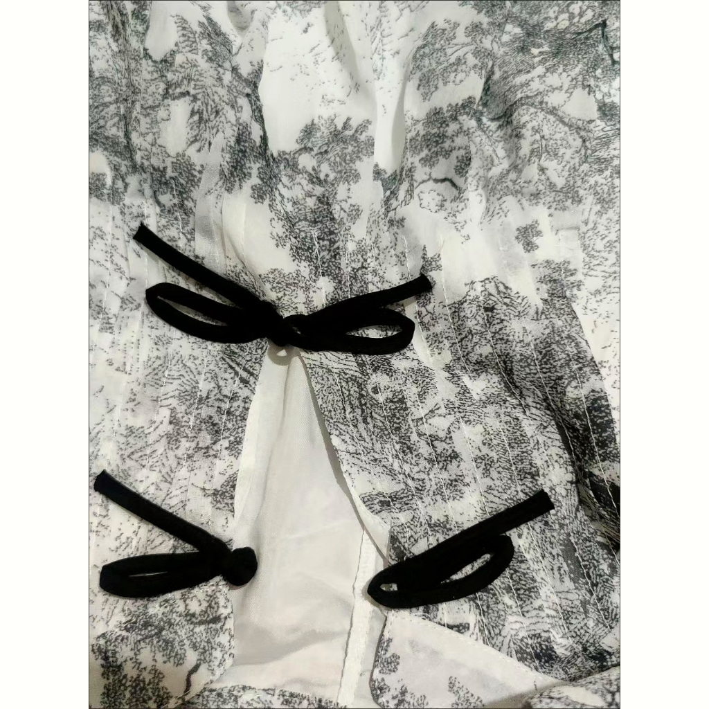 Sugemiusi Đầm Giả Hai Mảnh Dáng Chữ A Tay Bay In Họa Tiết Phong Cách Mới Mùa Hè Dành Cho Bạn Nữ