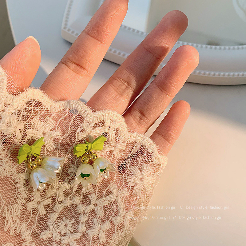 Bông Tai Mạ Bạc 925 Hình Hoa Tulip Thắt Nơ Xinh Xắn Thời Trang Hè Phong Cách Hàn Quốc Cho Nữ