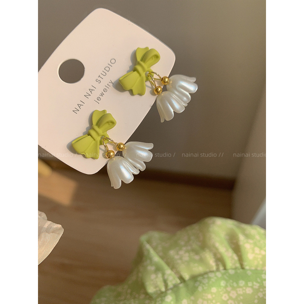 Bông Tai Mạ Bạc 925 Hình Hoa Tulip Thắt Nơ Xinh Xắn Thời Trang Hè Phong Cách Hàn Quốc Cho Nữ