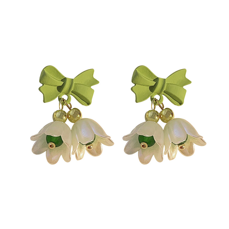 Bông Tai Mạ Bạc 925 Hình Hoa Tulip Thắt Nơ Xinh Xắn Thời Trang Hè Phong Cách Hàn Quốc Cho Nữ