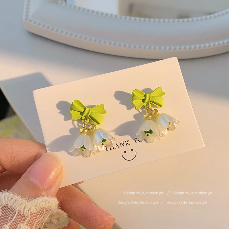 Bông Tai Mạ Bạc 925 Hình Hoa Tulip Thắt Nơ Xinh Xắn Thời Trang Hè Phong Cách Hàn Quốc Cho Nữ