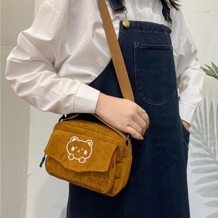MLKSRH KQES Túi Vải canvas Đeo Chéo Phong Cách Hàn Quốc Dễ Thương Dành Cho Nữ