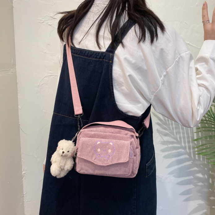 MLKSRH KQES Túi Vải canvas Đeo Chéo Phong Cách Hàn Quốc Dễ Thương Dành Cho Nữ