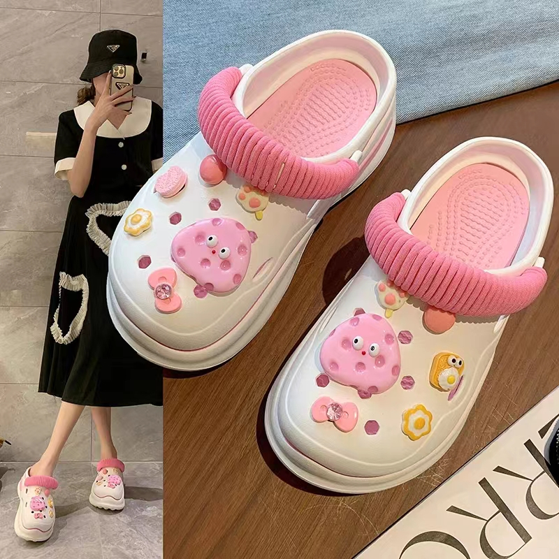 Dép Sandal Đế Dày 4CM Tăng Chiều Cao Chiều Cao 4CM Chống Trượt Không Thấm Nước Họa Tiết Hoạt Hình Thời Trang Mùa Hè 2023 Cho Nữ