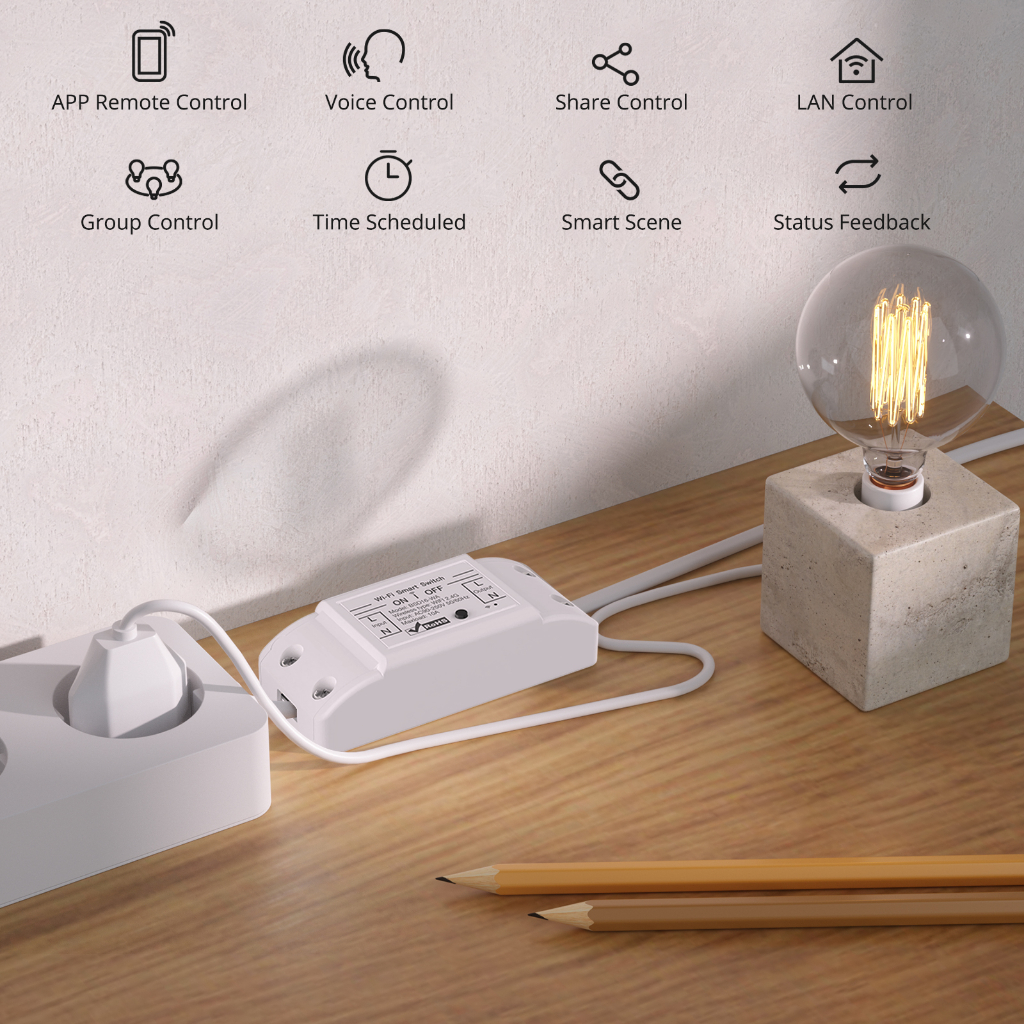 Công TắC ĐiềU KhiểN ĐịNh Giờ WiFi Thông Minh-WF-BUP 16A Cho Alexa Google KèM Phụ KiệN