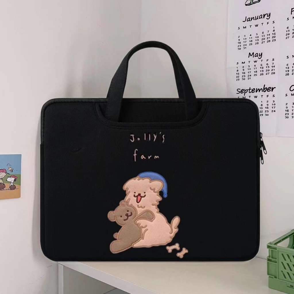 Túi Đựng Laptop 13 14 15 15.6 inch Xách Tay Thêu Họa Tiết Dễ Thương Phong Cách Hàn Quốc Cho Nam Và Nữ