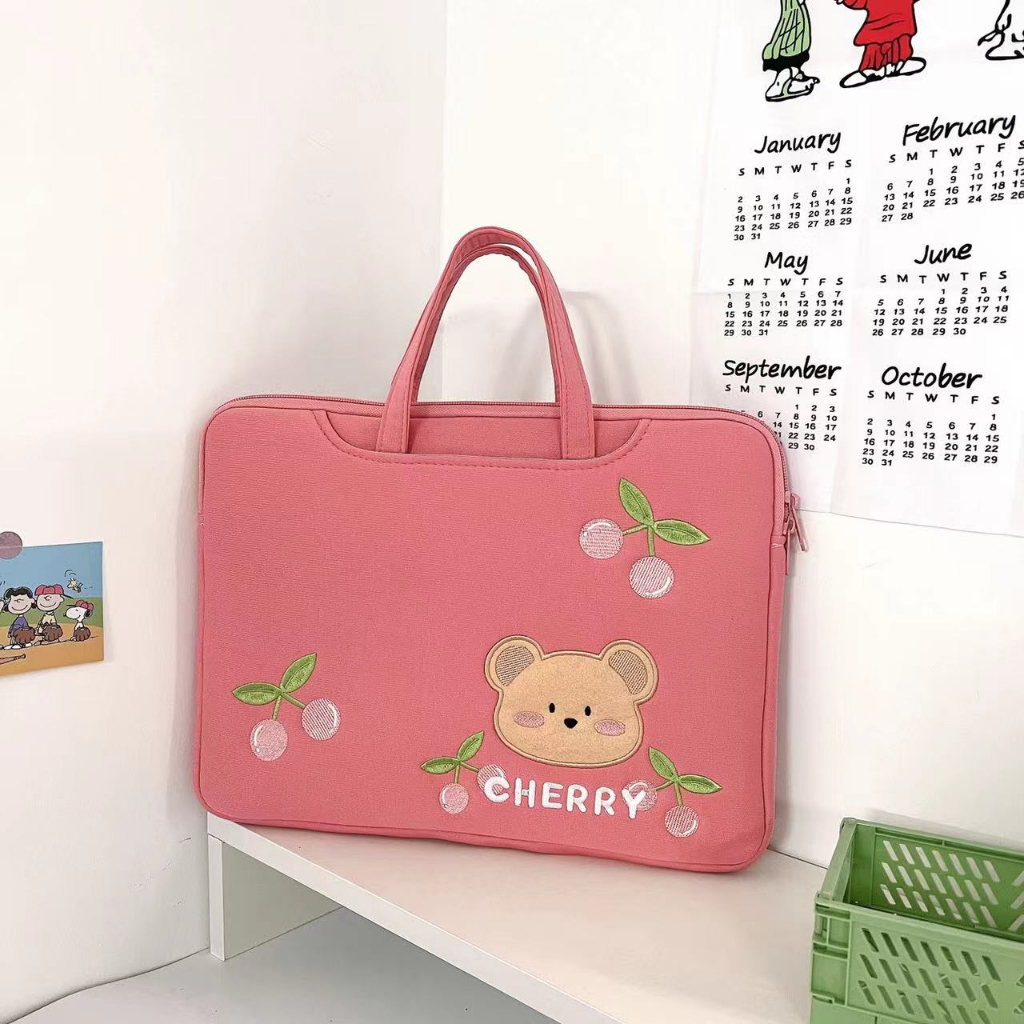 Túi Đựng Laptop 13 14 15 15.6 inch Xách Tay Thêu Họa Tiết Dễ Thương Phong Cách Hàn Quốc Cho Nam Và Nữ