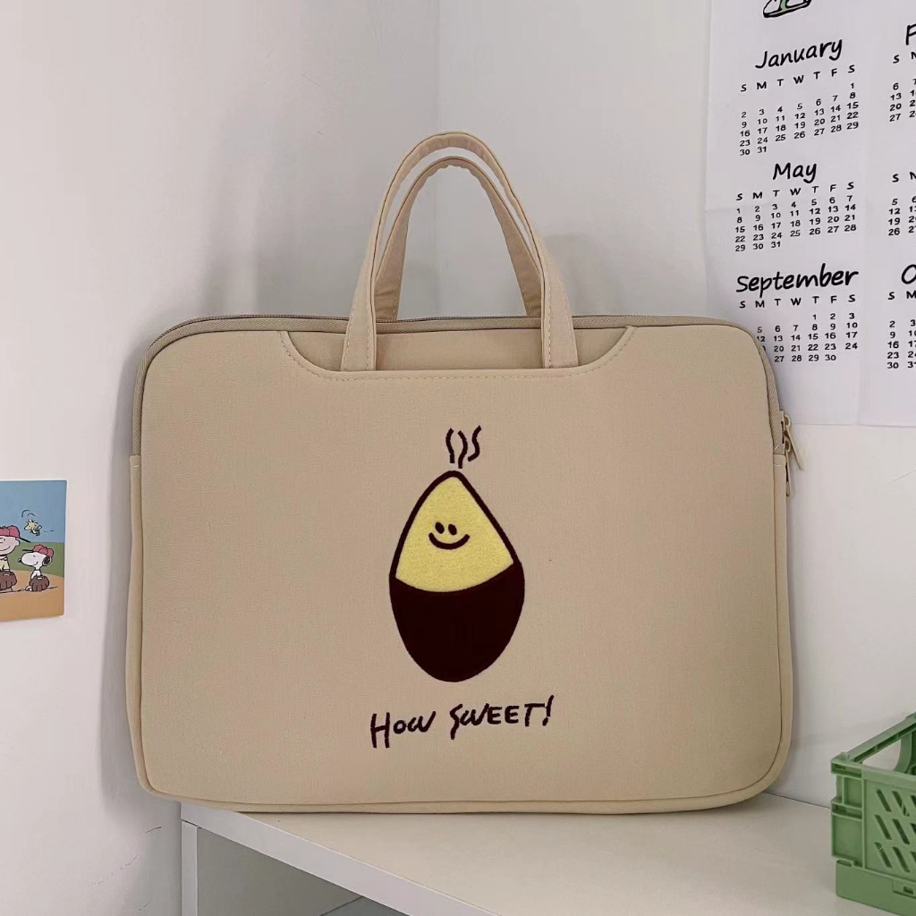 Túi Đựng Laptop 13 14 15 15.6 inch Xách Tay Thêu Họa Tiết Dễ Thương Phong Cách Hàn Quốc Cho Nam Và Nữ