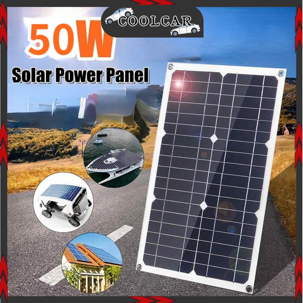 tấm pin năng lượng mặt trời - Bảng điều khiển năng lượng mặt trời gấp 50W Bộ sạc USB cho xe hơi RV Du thuyền Sạc ngoài - CoolCar