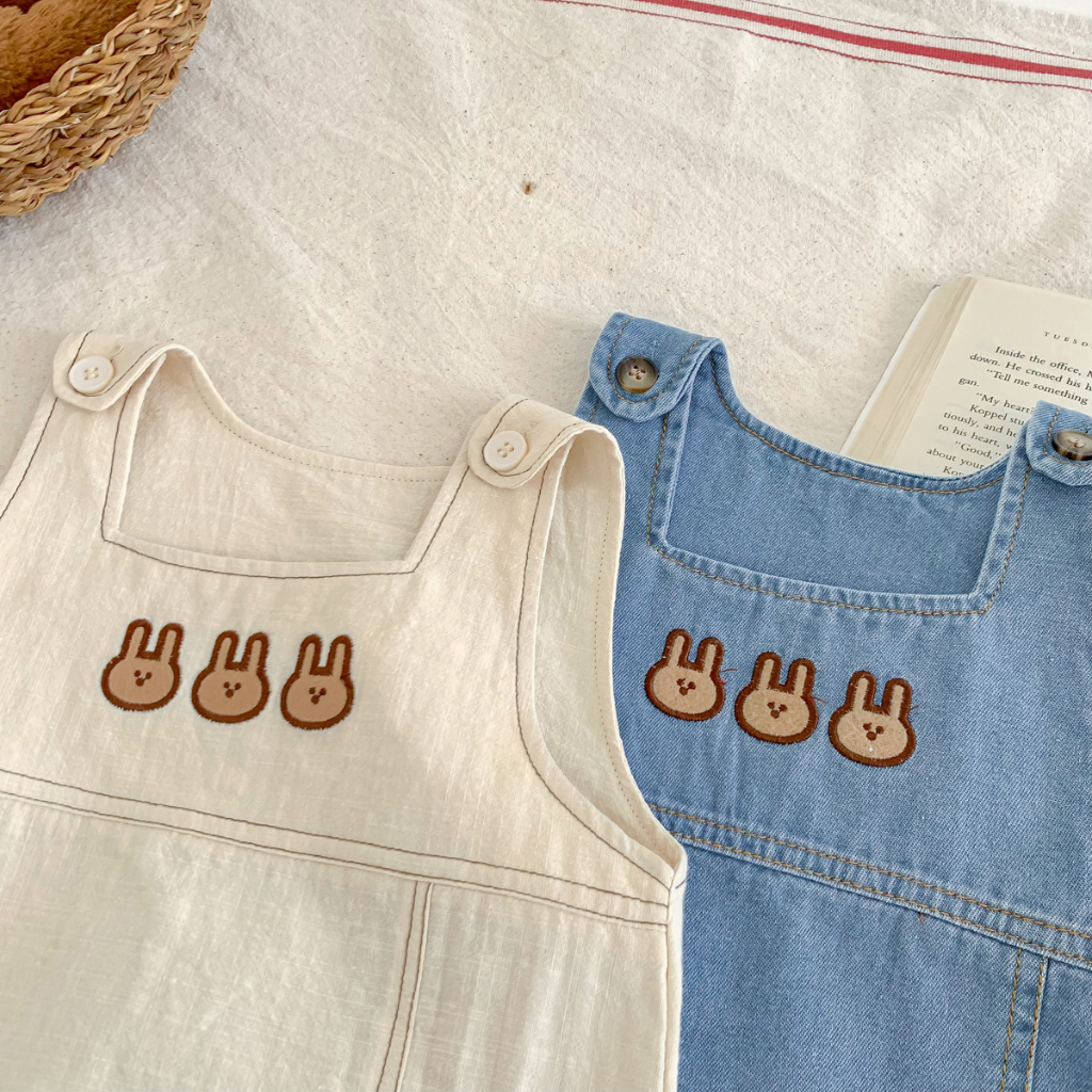 Bộ Áo Liền Quần Denim Thời Trang Mùa Hè Cho Bé Trai