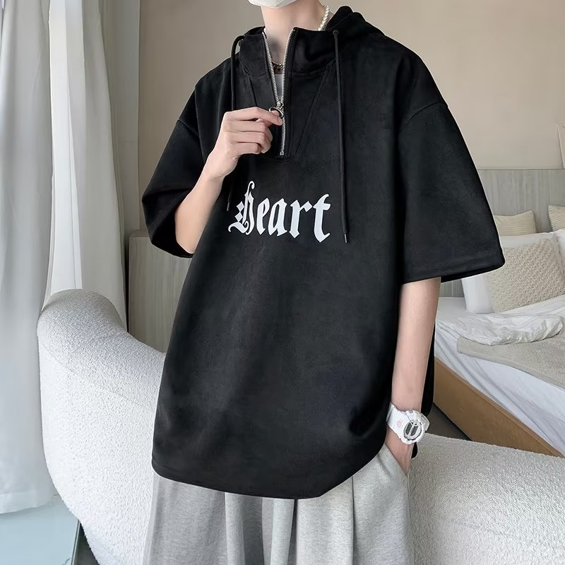 Áo Thun Polo Ngắn Tay Có Khóa Kéo In Chữ Phong Cách Hàn Quốc Thời Trang Mùa Hè Hàng Mới Năm 2023