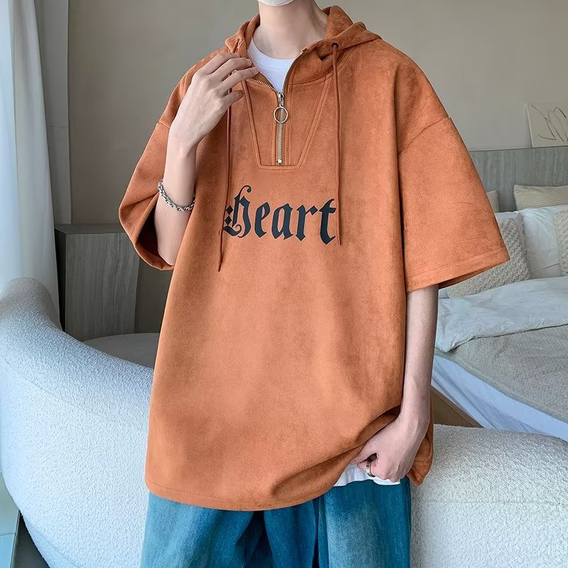 Áo Thun Polo Ngắn Tay Có Khóa Kéo In Chữ Phong Cách Hàn Quốc Thời Trang Mùa Hè Hàng Mới Năm 2023