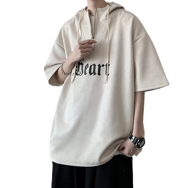 Áo Thun Polo Ngắn Tay Có Khóa Kéo In Chữ Phong Cách Hàn Quốc Thời Trang Mùa Hè Hàng Mới Năm 2023