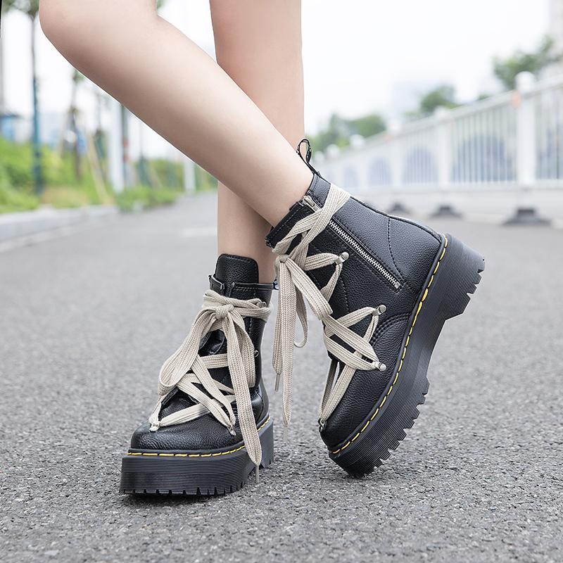 Bác sĩ Dr. Dr. Dr. Dr. Giày Bốt Martin Cổ Cao Phối Dây Chéo Thời Trang Cá Tính Cho Nam