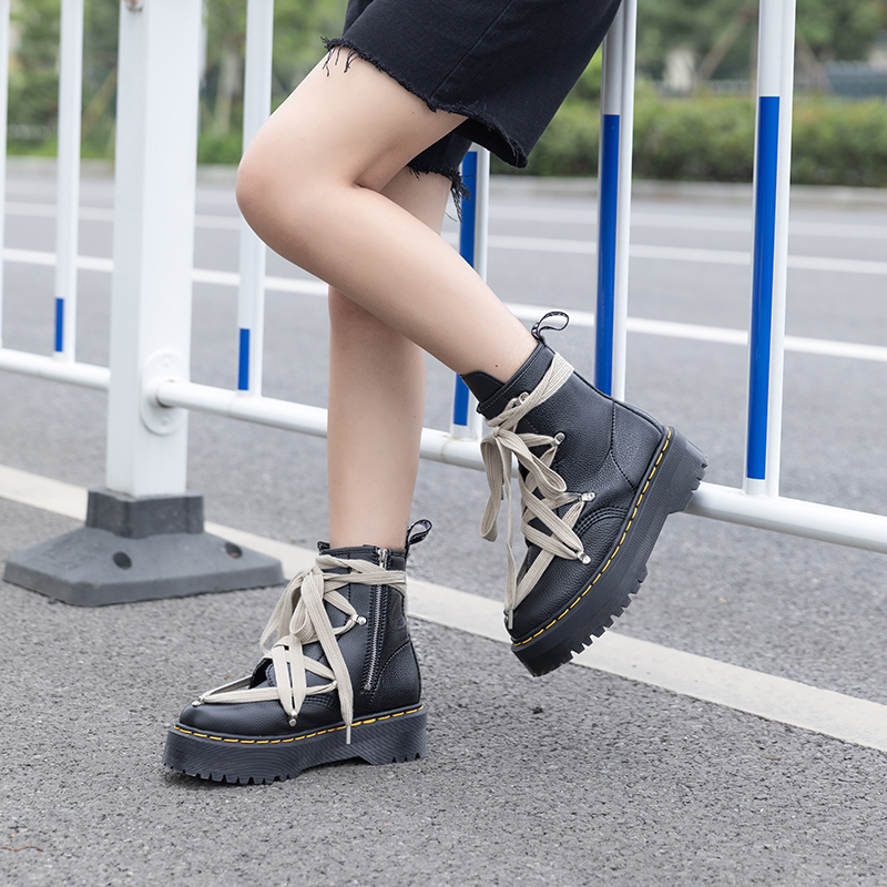 Bác sĩ Dr. Dr. Dr. Dr. Giày Bốt Martin Cổ Cao Phối Dây Chéo Thời Trang Cá Tính Cho Nam