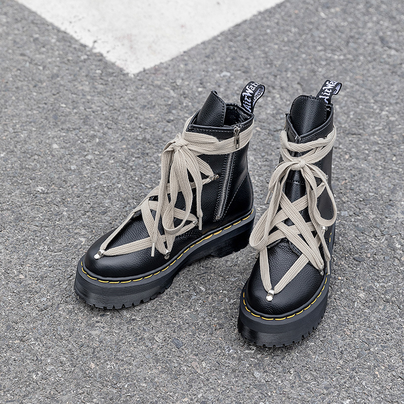 Bác sĩ Dr. Dr. Dr. Dr. Giày Bốt Martin Cổ Cao Phối Dây Chéo Thời Trang Cá Tính Cho Nam