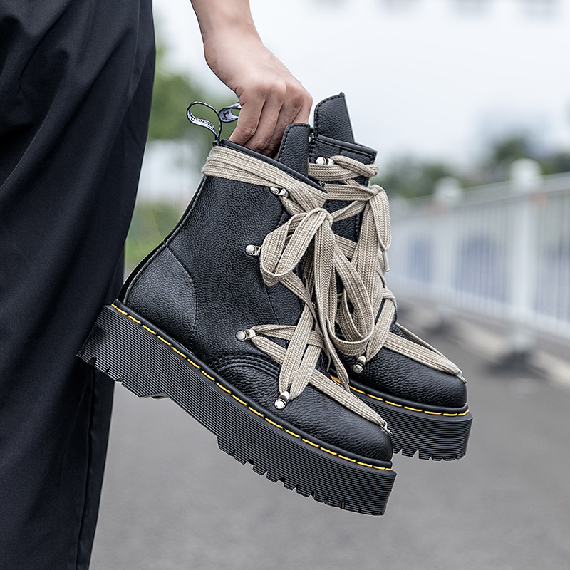 Bác sĩ Dr. Dr. Dr. Dr. Giày Bốt Martin Cổ Cao Phối Dây Chéo Thời Trang Cá Tính Cho Nam