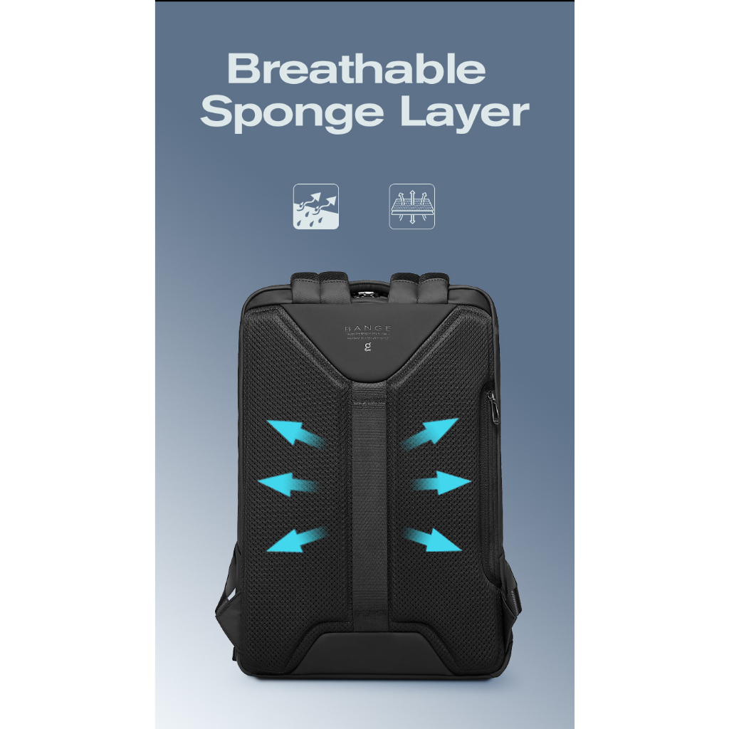 BANGE Balo Đựng Laptop 15.6 Inch Sức Chứa Lớn Chống Thấm Nước Thời Trang Cho Nam