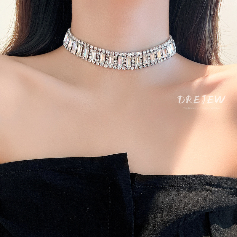 DREJEW Vòng cổ Đính Kim Cương Lấp Lánh Phong Cách Âu Mỹ Thời Trang Cao Cấp Cho Nữ