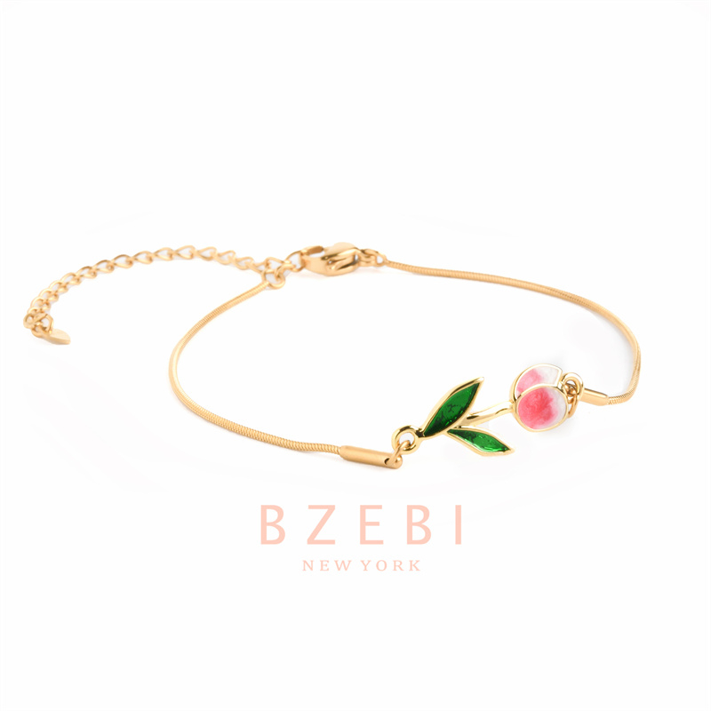 BZEBI Vòng Tay Tulip Màu Hồng Ngọt Ngào 916 Gelang Perempuan Hadiah Thanh Lịch Cho Nữ 1247b