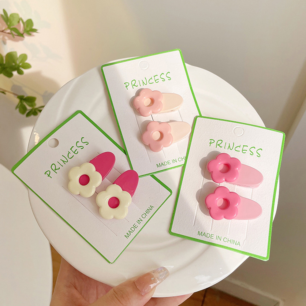 Set 2 Kẹp Tóc Hình Hoa Màu Sắc Macaron Xinh Xắn Cho Nữ