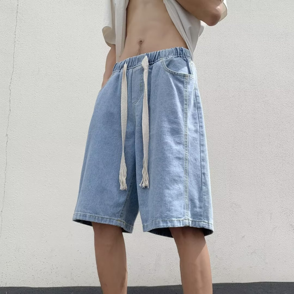 Quần Short Denim Ống Rộng Phong Cách Hip hop Thời Trang Mùa Hè Cho Nam