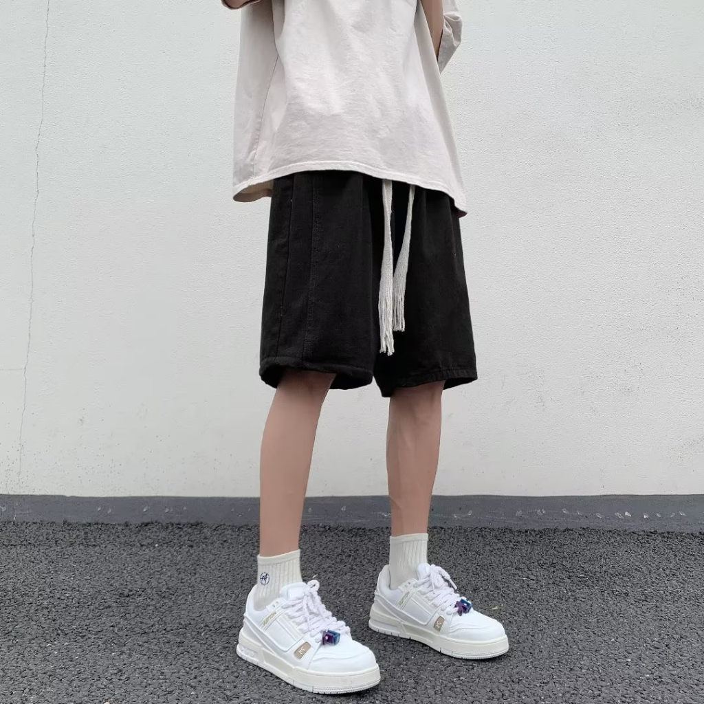 Quần Short Denim Ống Rộng Phong Cách Hip hop Thời Trang Mùa Hè Cho Nam