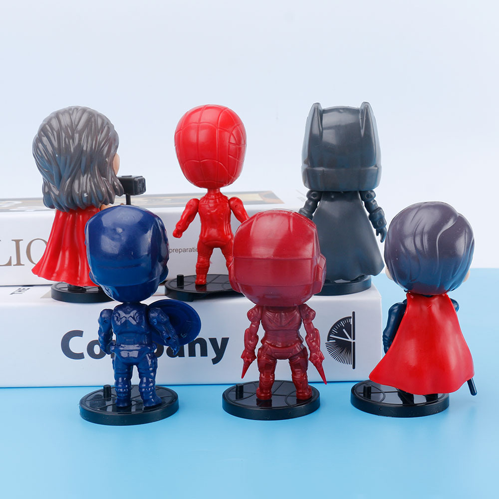 Set 6 Mô Hình Đồ Chơi Siêu Anh Hùng Marvel Người Nhện, Người Nhện, Da Báo Đen, Batman