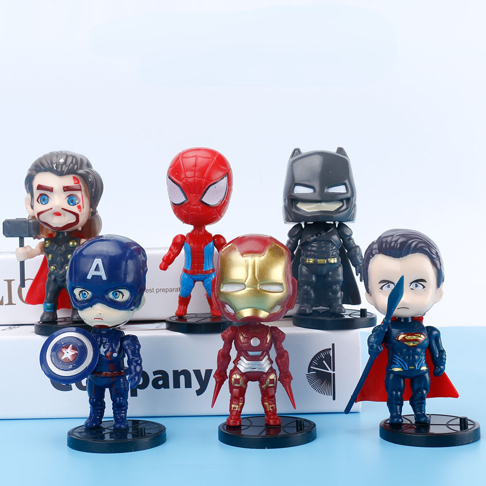 Set 6 Mô Hình Đồ Chơi Siêu Anh Hùng Marvel Người Nhện, Người Nhện, Da Báo Đen, Batman