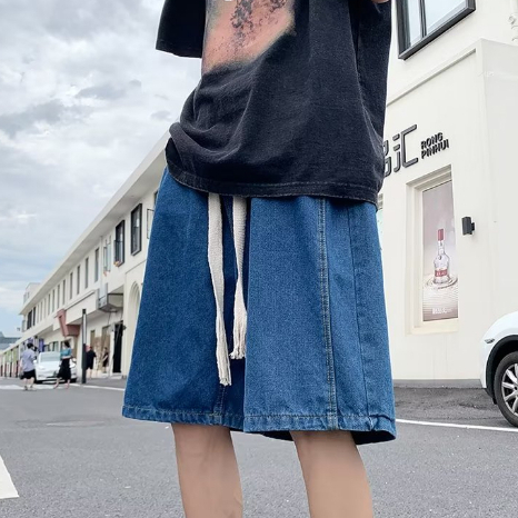 Quần Short Denim Ống Rộng Phong Cách Hip hop Thời Trang Mùa Hè Cho Nam