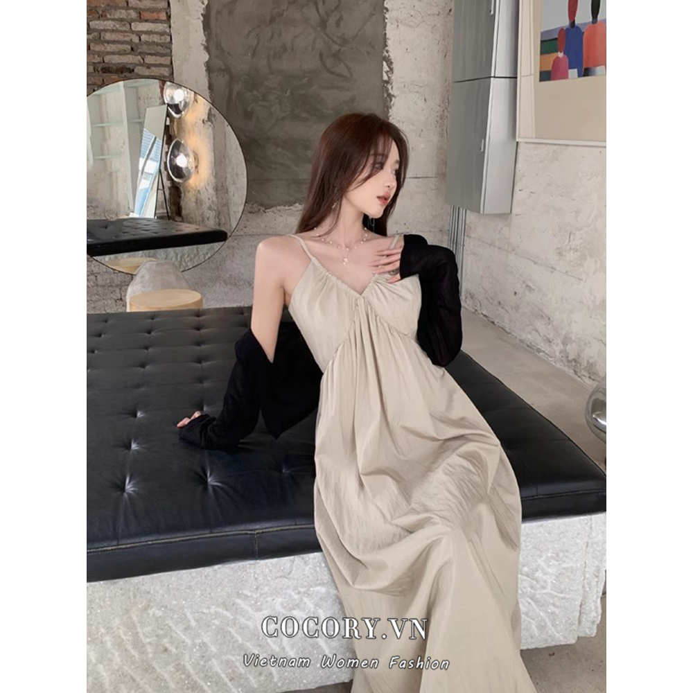 Cocory vn Đầm Hai Dây Cổ Chữ V Thời Trang Mùa Hè Gợi Cảm Cho Nữ