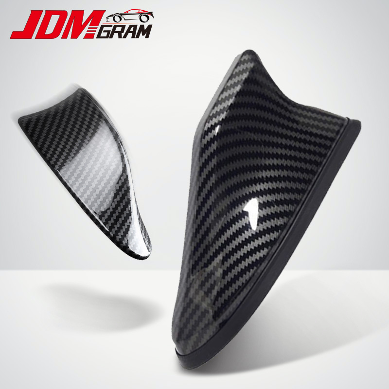 1 Ăng Ten Vây Cá Mập Bằng Sợi Carbon FM / AM Gắn Nóc Xe Hơi Chống Nước Phong Cách JDM