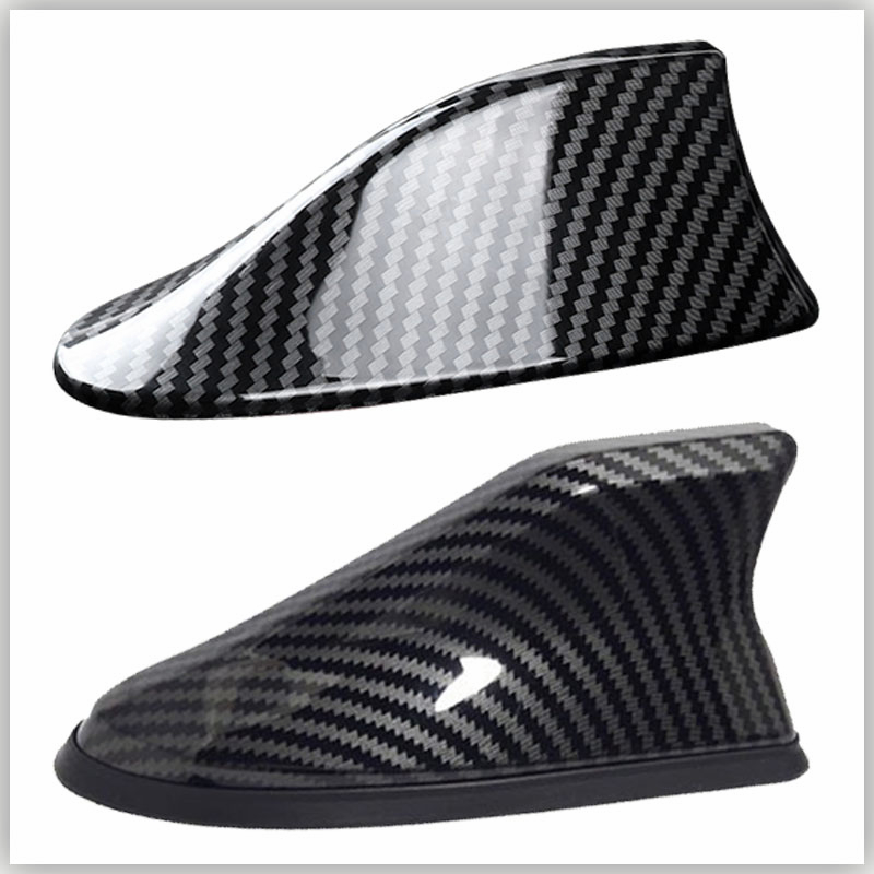 1 Ăng Ten Vây Cá Mập Bằng Sợi Carbon FM / AM Gắn Nóc Xe Hơi Chống Nước Phong Cách JDM