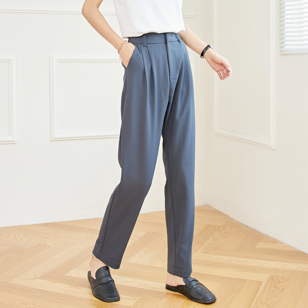 Eyouth 10133-1 Quần Tây Lưng Cao Thời Trang Công Sở Thanh Lịch Cho Nữ