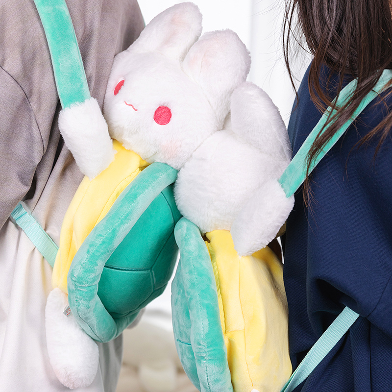 Thỏ Rùa Sang Trọng Ba Lô Bông PP Ngắn Hoạt Hình Chi Tiết Hoàn Hảo Động Vật Cho Bé Gái- Balo thời trang Thỏ bông WHYME