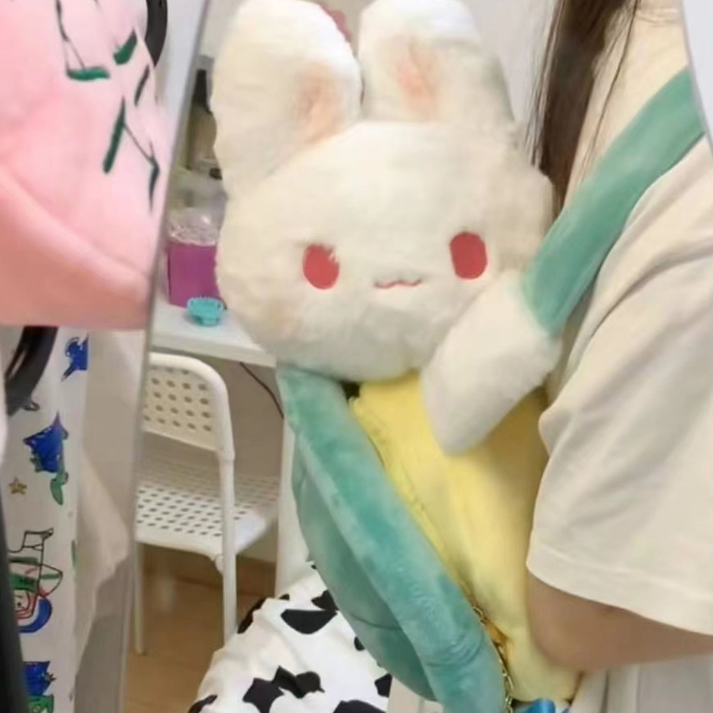 Thỏ Rùa Sang Trọng Ba Lô Bông PP Ngắn Hoạt Hình Chi Tiết Hoàn Hảo Động Vật Cho Bé Gái- Balo thời trang Thỏ bông WHYME