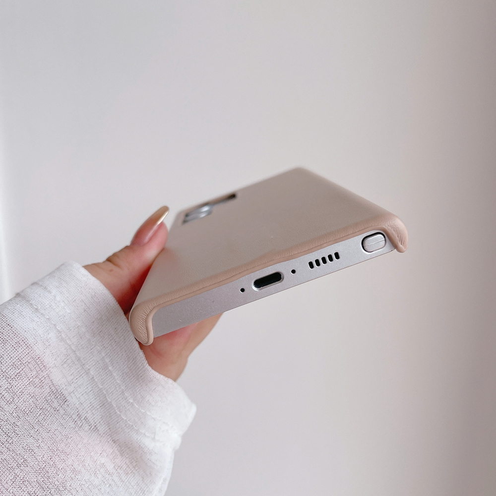 Ốp Điện Thoại Da PU 8 Màu Trơn Có Lỗ Khóa Bên Hông Cho Samsung Galaxy S22 S23 Ultra S23 Plus