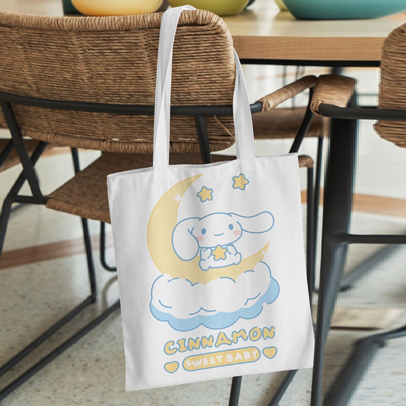 MOUSSON Túi Đeo Vai Vải canvas Họa Tiết Gấu Dâu Tây Đáng Yêu Thời Trang Cho Nữ