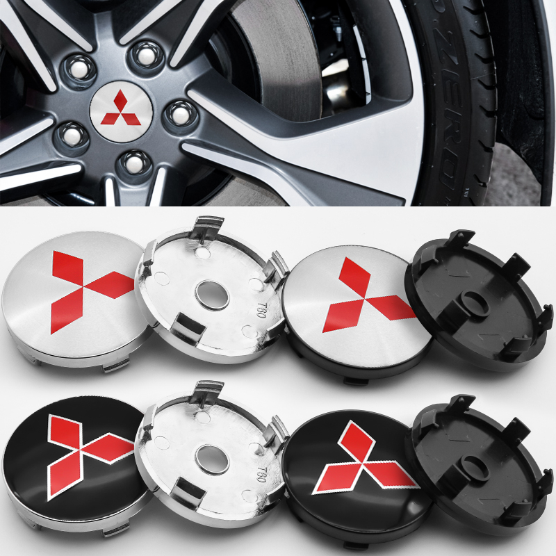 Mitsubishi 4 cái 60mm xe hubcap trung tâm nắp vành bộ phận sửa đổi cho mitsubishi pajero asx outlander eclipse-cross lancer colt grandis