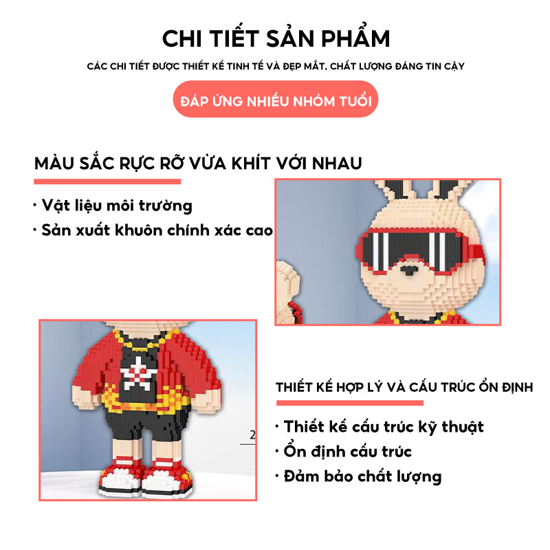 Đồ Chơi Lắp Ráp Khối Ba Chiều Hình Thỏ Hoạt Hình Kích Thích Trí Não