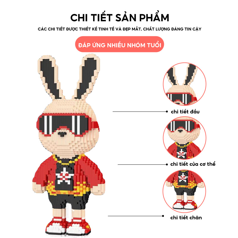 Đồ Chơi Lắp Ráp Khối Ba Chiều Hình Thỏ Hoạt Hình Kích Thích Trí Não