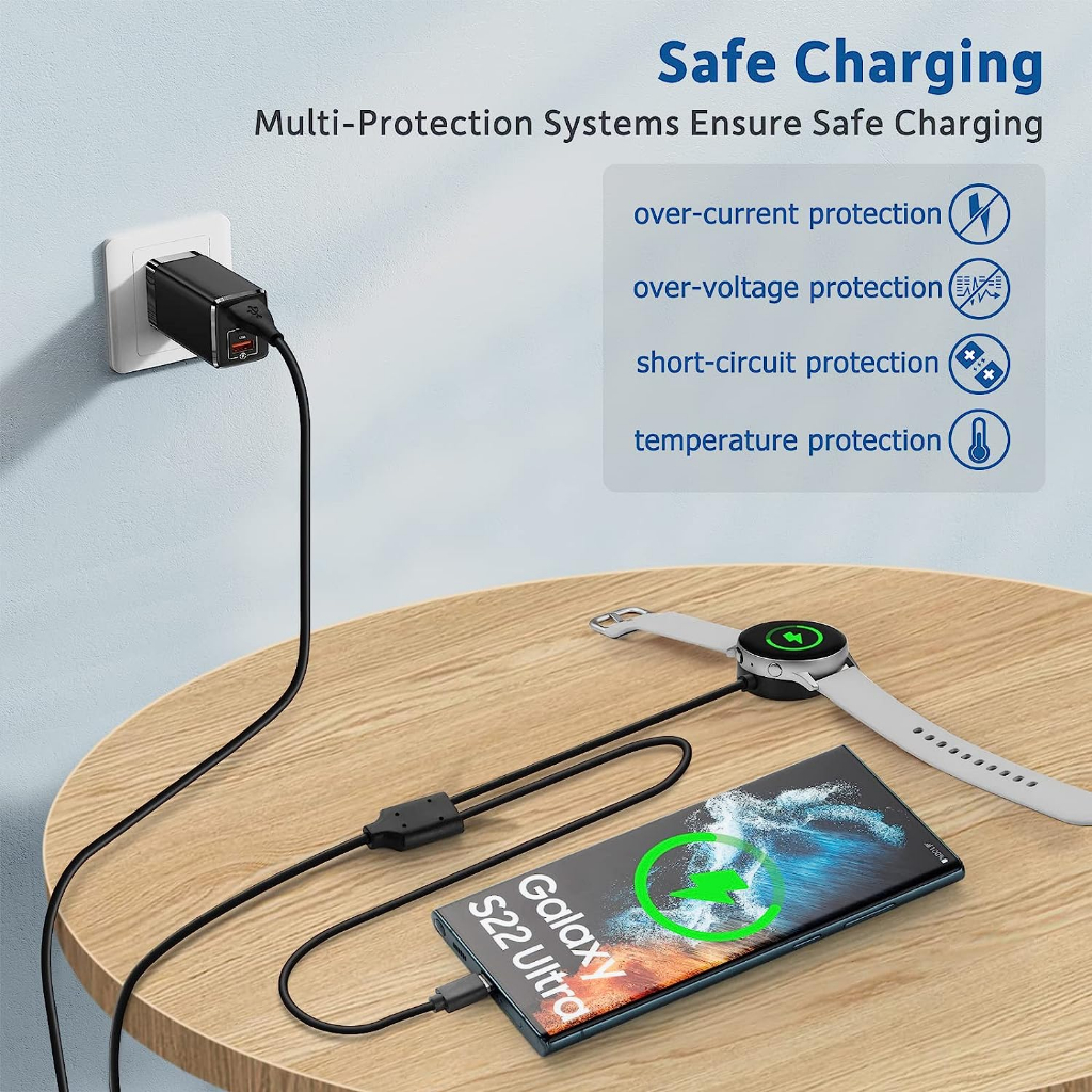 2 in 1 Đế Sạc Không Dây USB Cho Đồng Hồ Samsung Galaxy Watch 5 Pro / 5 / 4 / 3 / Active 2 / 1