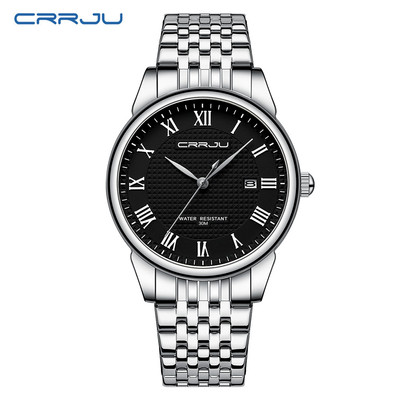 Đồng hồ nam CRRJU nguyên bản thời trang mới Business Casual có lịch thạch anh bằng thép không gỉ chống thấm nước 5010 X