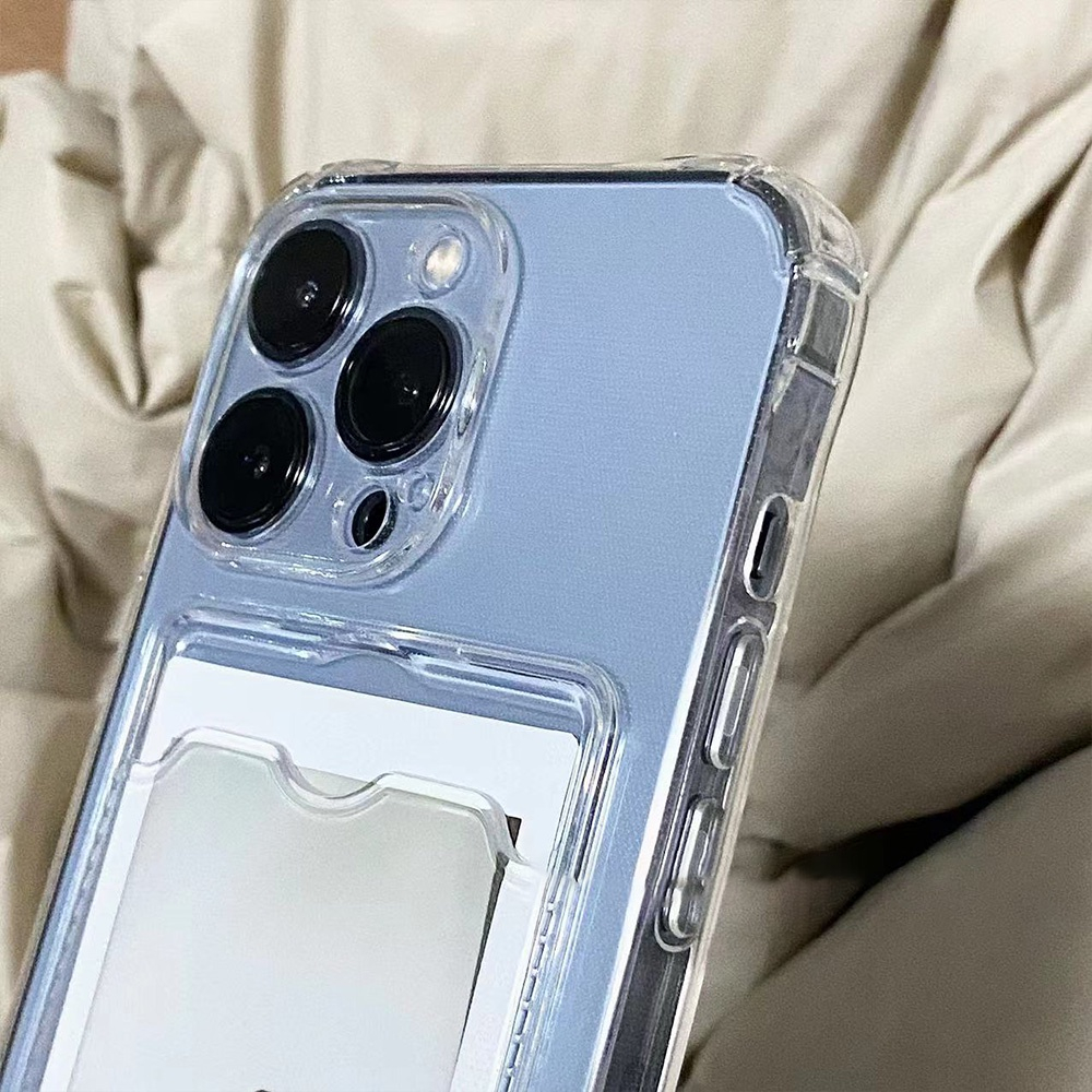 Thẻ Ốp Điện Thoại tpu Mềm Siêu Mỏng Chống Sốc 4 Góc Kèm Ngăn Đựng Thẻ Cho iphone 13 12 pro 11pro max xr xs max 8 7plus