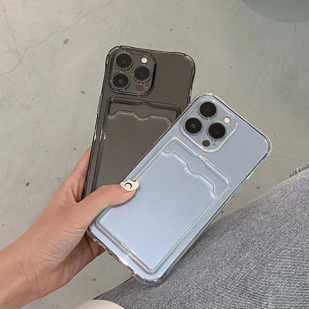 Thẻ Ốp Điện Thoại tpu Mềm Siêu Mỏng Chống Sốc 4 Góc Kèm Ngăn Đựng Thẻ Cho iphone 13 12 pro 11pro max xr xs max 8 7plus